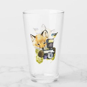 Cute Watercolor Fox Taking Pictures Glass