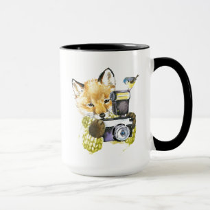 Cute Watercolor Fox Taking Pictures Mug