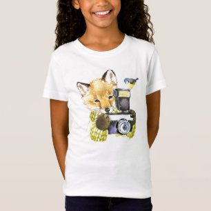 Cute Watercolor Fox Taking Pictures T-Shirt