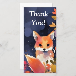 Cute Watercolor Fox Thank You Card 
