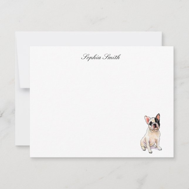 Cute watercolor French Bulldog  Thank You Card (Front)