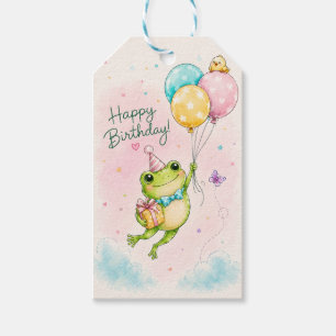 Cute Watercolor Frog Birthday Gift Tags