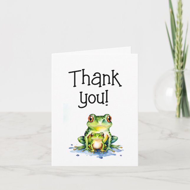 Cute watercolor frogs thank you (Front)