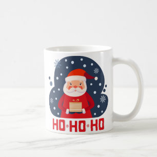 Cute watercolor funny santa Ho Ho Ho red blue Xmas Coffee Mug