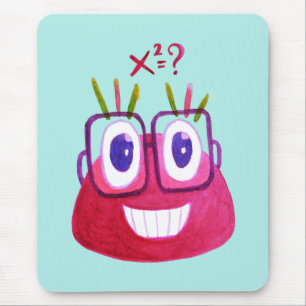 Cute Watercolor Geek Candy Character Mathematician Mouse Mat