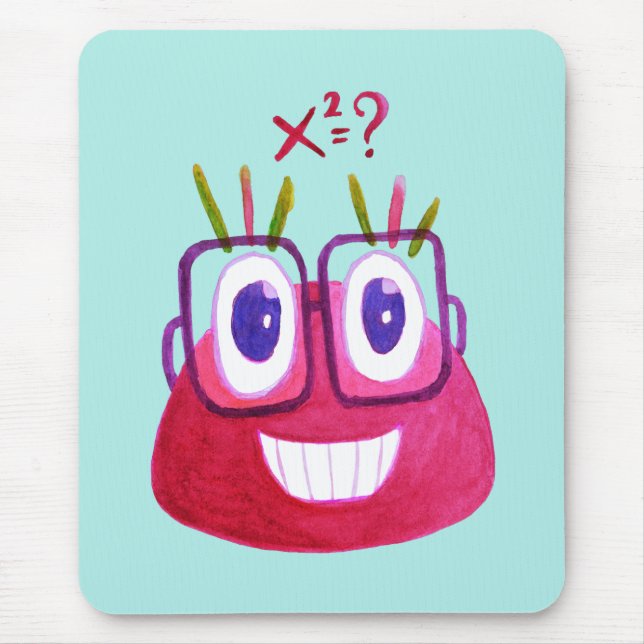 Cute Watercolor Geek Candy Character Mathematician Mouse Mat (Front)