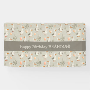 Cute Watercolor Geese Birthday Banner