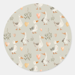 Cute Watercolor Geese Classic Round Sticker