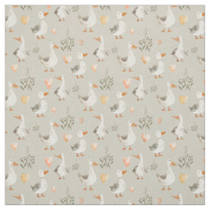 Cute Watercolor Geese Pattern Fabric