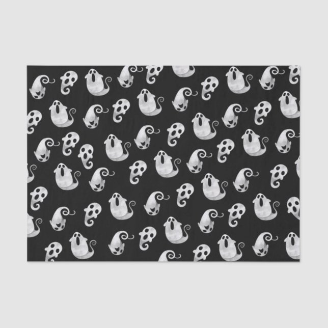Cute Watercolor Ghosts & Ghouls Halloween Tissue Paper (Front)