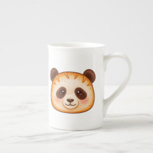 Cute Watercolor Ginger Panda bread Face Bone China Mug