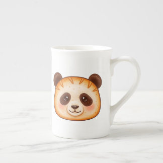 Cute Watercolor Ginger Panda bread Face Bone China Mug