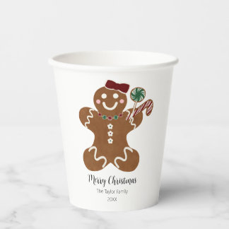 Cute Watercolor Gingerbread Girl Paper Cups