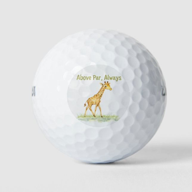 Cute Watercolor Giraffe, Above Par Golf Balls (Front)