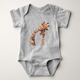Cute Watercolor Giraffe Animal  Baby Bodysuit