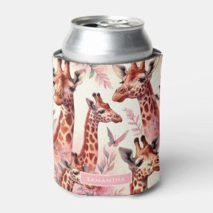 Cute Watercolor Giraffe Can Cooler