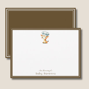 Cute Watercolor Giraffe Chef Baby Shower Note Card