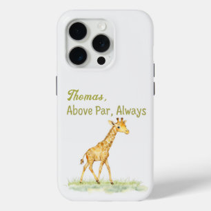 Cute Watercolor Giraffe From The Golf Course On iPhone 15 Pro Case