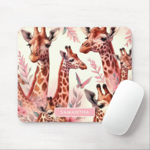 Cute Watercolor Giraffe  Mouse Mat