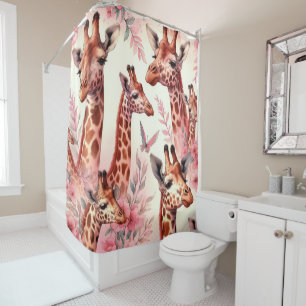 Cute Watercolor Giraffe  Shower Curtain