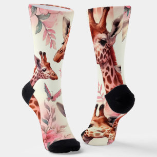 Cute Watercolor Giraffe Socks