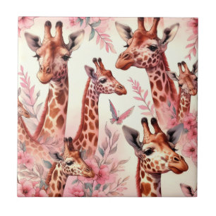 Cute Watercolor Giraffe Tile