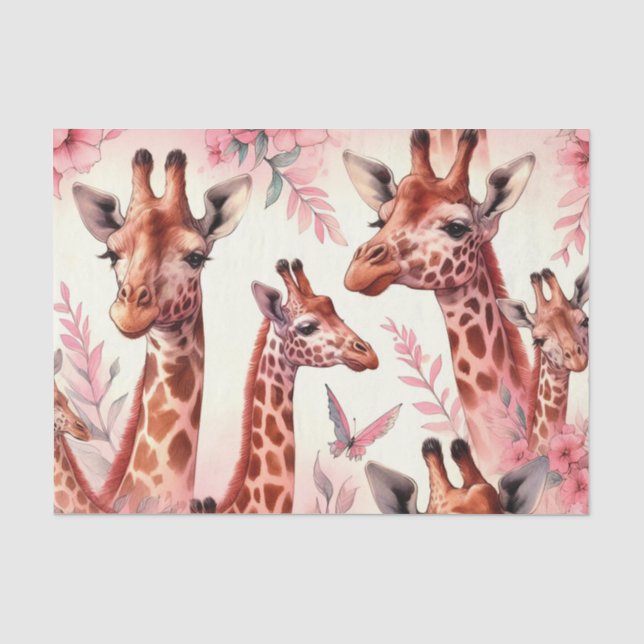 Cute Watercolor Giraffe  Tissue Paper (Front)