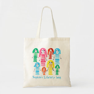 Cute watercolor girls funky fun tote bag