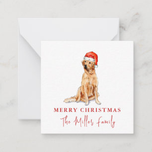 Cute Watercolor Golden Retriever Christmas Card