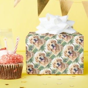 Cute Watercolor Golden Retriever Dog Pet Animal Wrapping Paper