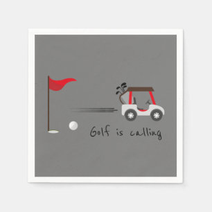Cute Watercolor Golf Fun Golf is Calling Quote Napkin