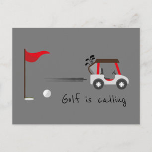Cute Watercolor Golf Fun Golf is Calling Quote Postcard