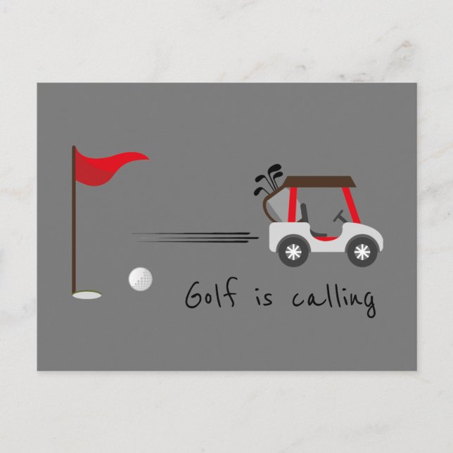 Cute Watercolor Golf Fun Golf is Calling Quote Postcard (Front)