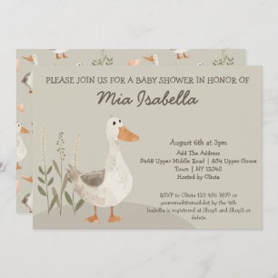 Cute Watercolor Goose Baby Shower Invitation