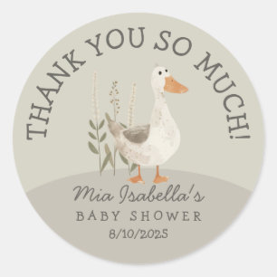 Cute Watercolor Goose Baby Shower  Round Sticker