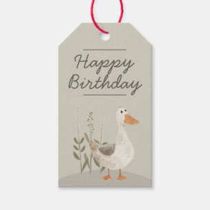 Cute Watercolor Goose Kids Birthday Gift Tags