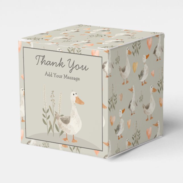 Cute Watercolor Goose & Thank You Favour Box (Front Side)