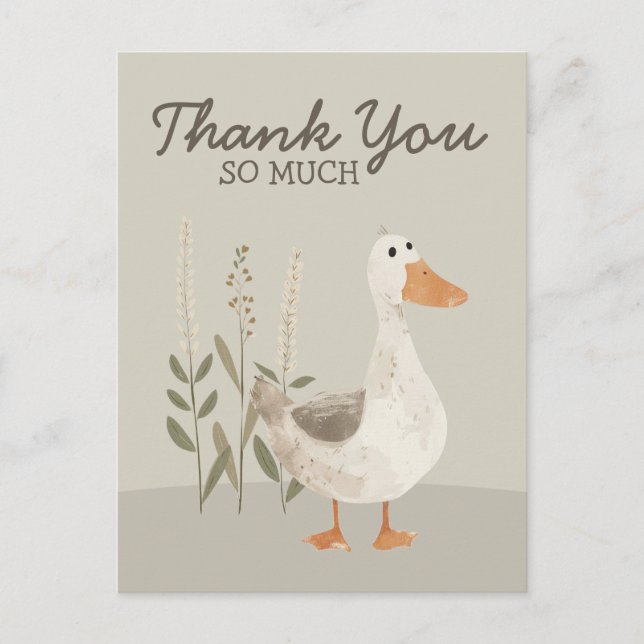 Cute Watercolor Goose Thank You Postcard (Front)
