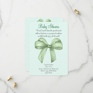 Cute watercolor green bow invitation