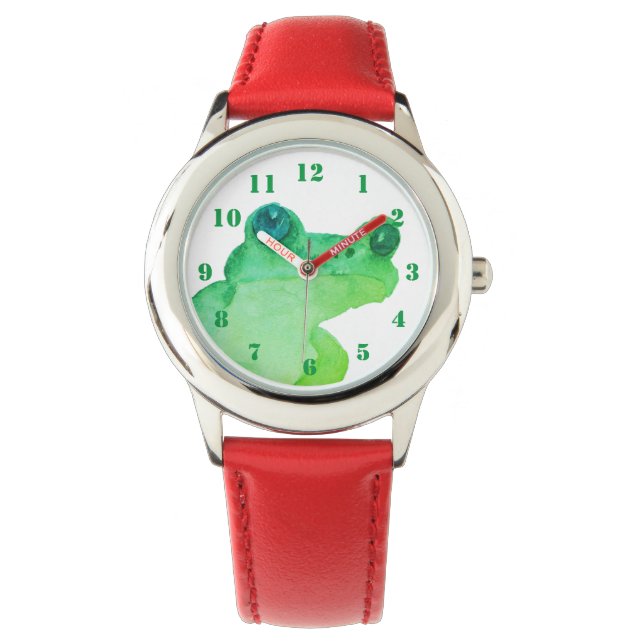 Cute Watercolor Green Frog Watch (Front)