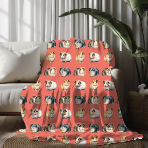 Cute Watercolor Guinea Pig Fleece Blanket