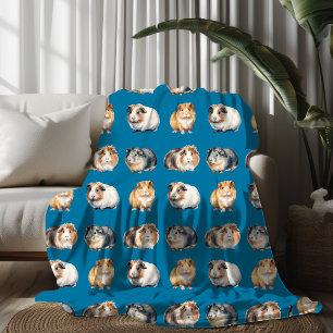 Cute Watercolor Guinea Pig Fleece Blanket