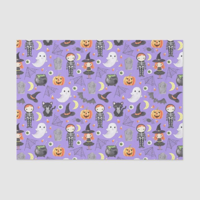 Cute Watercolor Halloween Costume Kids Tissue Paper (Front)
