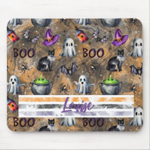 CUTE WATERCOLOR HALLOWEEN GHOSTS CATS BATS MOUSE MAT