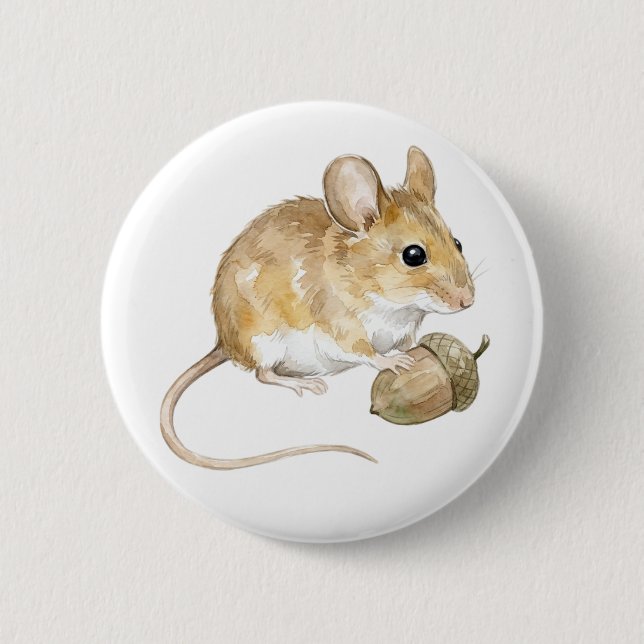 Cute Watercolor Hamster Button (Front)