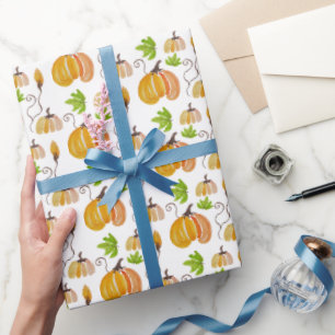 Cute Watercolor Hand-painted Pumpkins Wrapping Paper