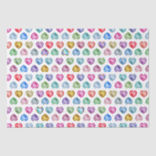 Cute Watercolor Heart Gemstone Colourful Fun Girl Tissue Paper