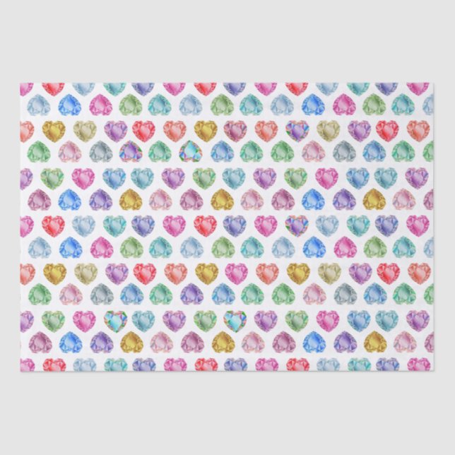 Cute Watercolor Heart Gemstone Colourful Fun Girl Tissue Paper (Front)