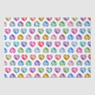 Cute Watercolor Heart Gemstone Colourful Fun Girl Tissue Paper
