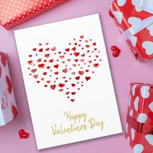 Cute Watercolor Hearts Happy Valentine's Day Holiday Card